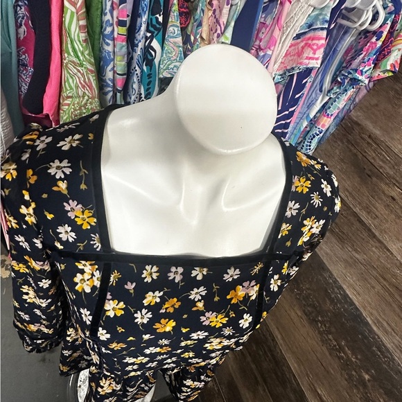 Madewell Yellow and Blue Peplum Blouse - Picture 2 of 11